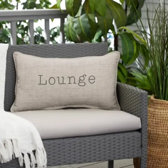Indoor/Outdoor Lounge Embroidered Lumbar Throw Pillow - Sorra Home image {3}