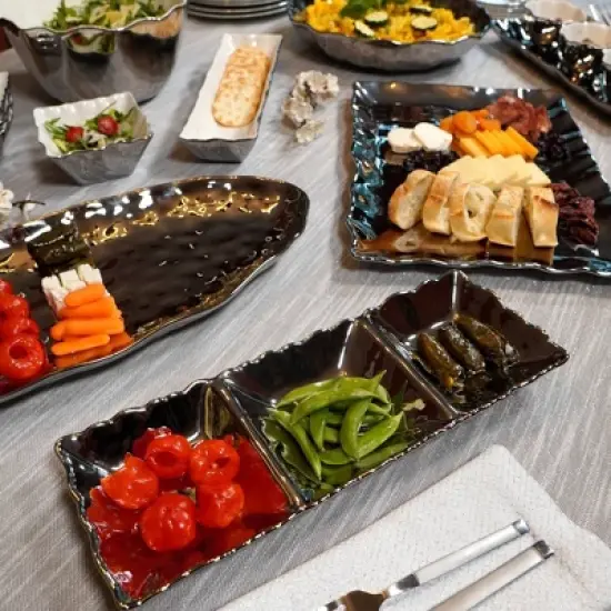 Certified International 3 Section Silver Coast Tray image {3}