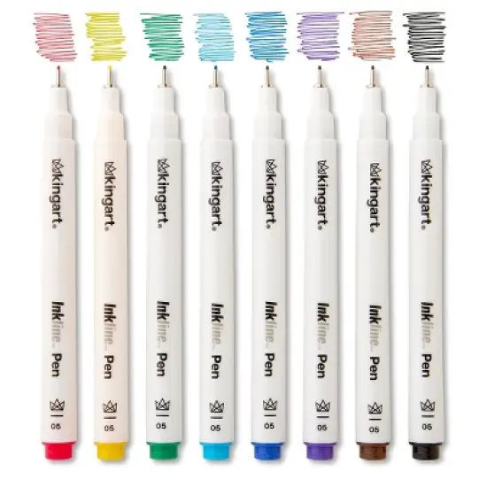 KINGART PRO Inkline Fine Line Pens, 8 Colors, Size 05 image {1}