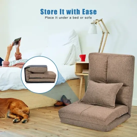 Costway Fold Down Chair Flip Out Lounger Convertible Sleeper Couch Futon Bed w/ Pillow image {5}