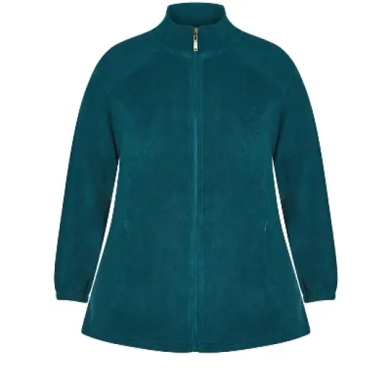 Women's Plus Size Polar Fleece Zip Jacket - Emerald | AVENUE image {6}