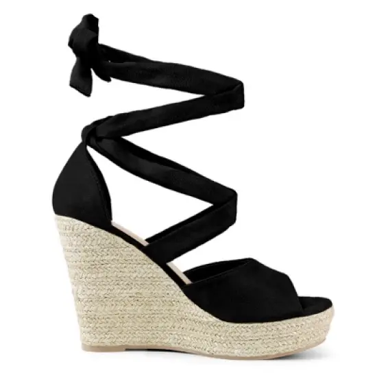 Allegra K Women's Lace Up Espadrilles Wedges Sandals image {6}