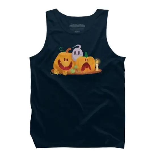 Men's Design By Humans Halloween Cartoon Pumpkins And Ghost By VectorVillain Tank Top image {6}