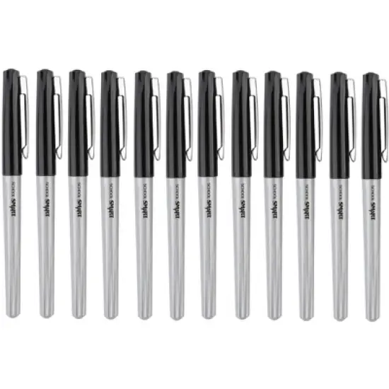 School Smart Fineliner Pen, 0.4 mm Ultra Thin Tip, Black, Pack of 12 image {1}