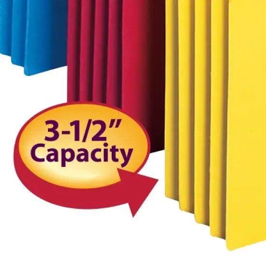 Smead File Pocket, Straight-Cut Tab, 3-1/2" Expansion, Legal Size, Assorted Colors, 5 per Pack (74892) image {1}