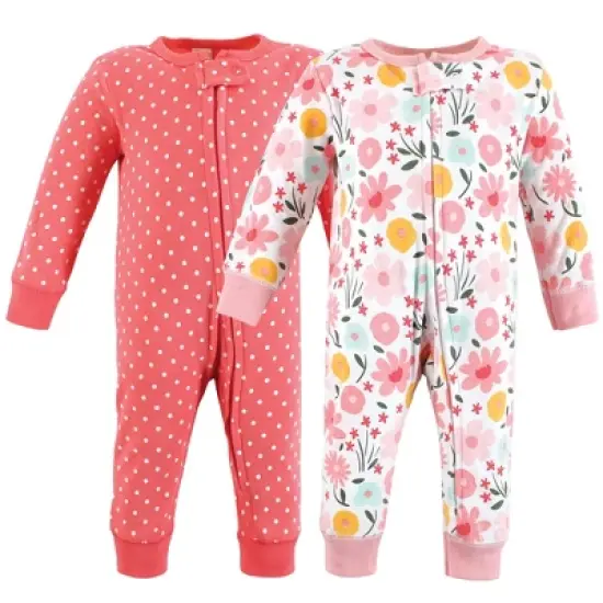 Hudson Baby Infant Girl Cotton Sleep and Play, Floral image {6}