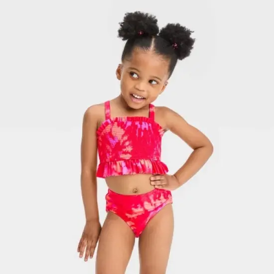 Toddler Girls' Tie-Dye Midkini Set - Cat & Jack&trade; Red image {3}