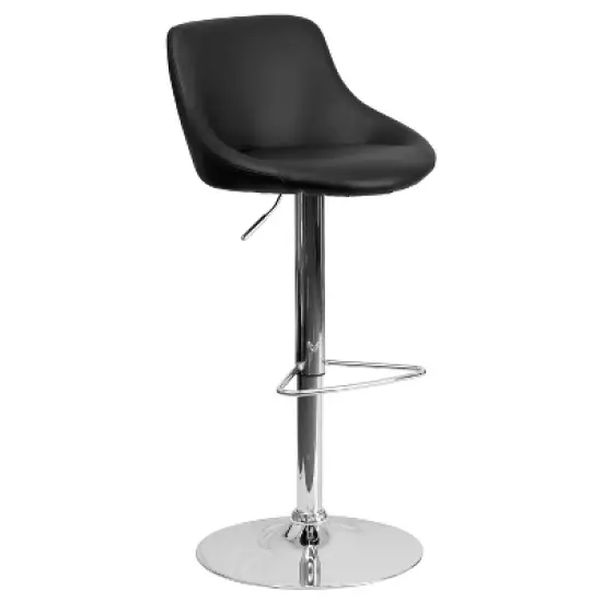 Flash Furniture Contemporary Vinyl Bucket Seat Adjustable Height Barstool with Chrome Base image {5}