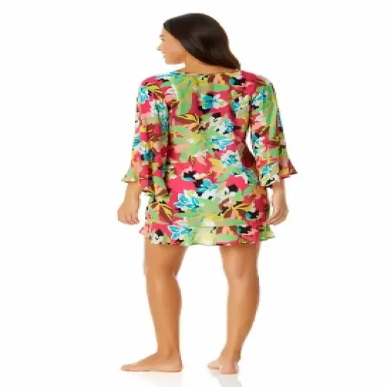 Anne Cole - Women's Flounce V Neck Tunic Swimsuit Cover Up image {2}