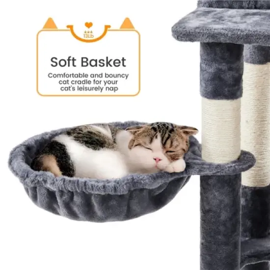 Yaheetech 71.5"H Plush Cat Tree with 2 Condos image {7}