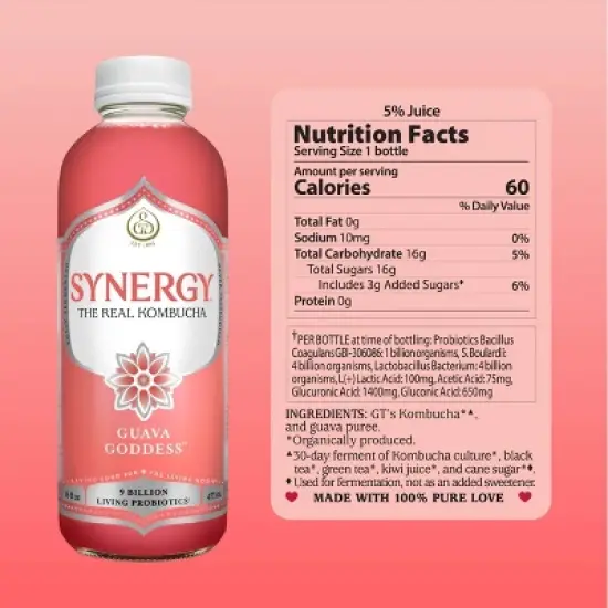 Synergy The Real Kombucha, Guava Goddess &ndash; 16 fl oz image {4}