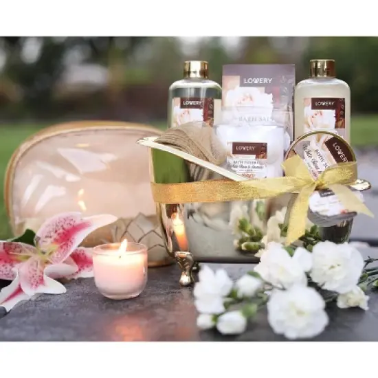 Lovery White Rose & Jasmine Set -13Pc Bath and Body Gift Basket image {6}