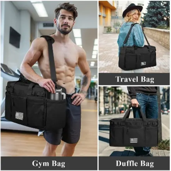 Tactical Travel Duffel bag with Removable Dividers & Shoe Compartment, Weekender Carry on Bag image {1}