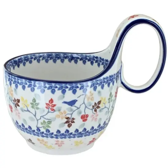 Blue Rose Polish Pottery 845 Ceramika Artystyczna Soup Mug image {3}