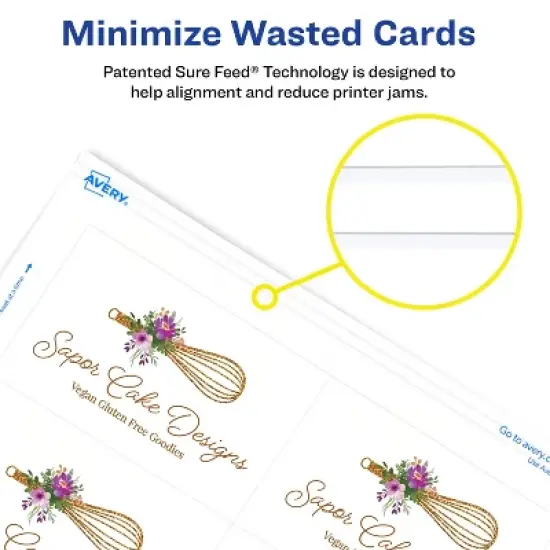 Avery Clean Edge Printable Business Cards with Sure Feed Technology, 2" x 3.5", White, 200 Blank Cards for Laser Printers (5871) image {2}
