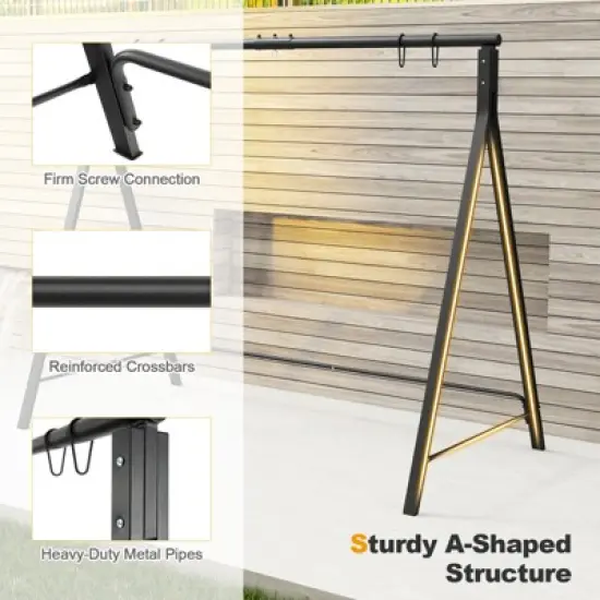 Costway Outdoor Porch Swing Frame Patio Metal Swing Stand with A-Shaped Structure image {4}