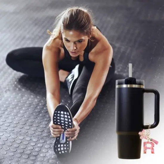 Unique Bargains Heart Sequin Letter R Butterfly Tassel Water Cup Pendant Pink 1 Pc image {3}