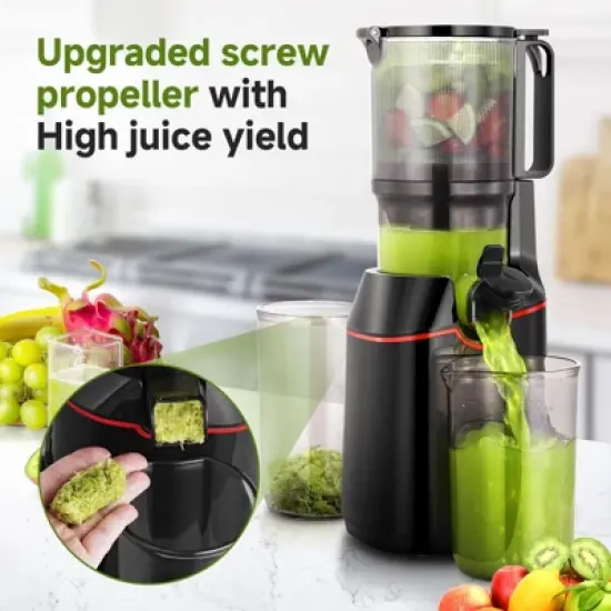 Juicer Machines with 108mm Feed Chute, 45-60 RPM Slow Masticating Juicer with Triple Stainless Steel Filter, 160W Pure Copper Motor, Reverse Function image {3}