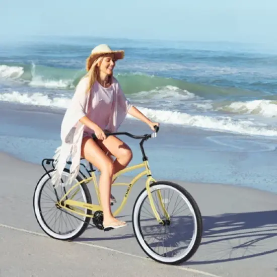 INFURNIC Bicycles, Men's Beach Cruiser Bike with Wide Wheels, Rear Coaster Brakes, Yellow, 69.29"*25.98"*39.37" image {2}