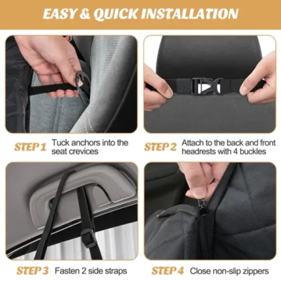 Costway Dog Car Seat Cover for Back Seat w/ Mesh Windows Waterproof & Scratch-proof image {6}