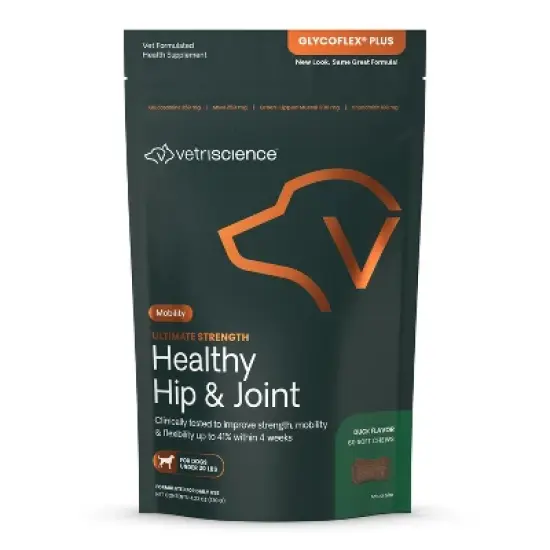 VetriScience Ultimate Strength Healthy Hip & Joint Chews for Small Dogs with Glucosamine Chondroitin and MSM, 60 Count Bag image {3}