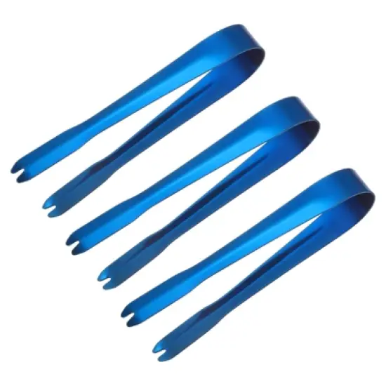 Unique Bargains Stainless Steel Ice Tongs for Appetizers, Charcuterie, Dessert, Tea Party, Bar, Cafe Serving 5.2" Blue 3 Pcs image {5}