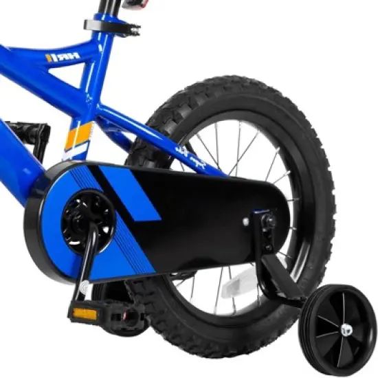 hykolity Kids Bike 14 inch Children Bicycle for Boys Girls Ages 3-5 Years Old Black Carbon Steel Frame with Adjustable Seat and Training Wheel Blue image {3}