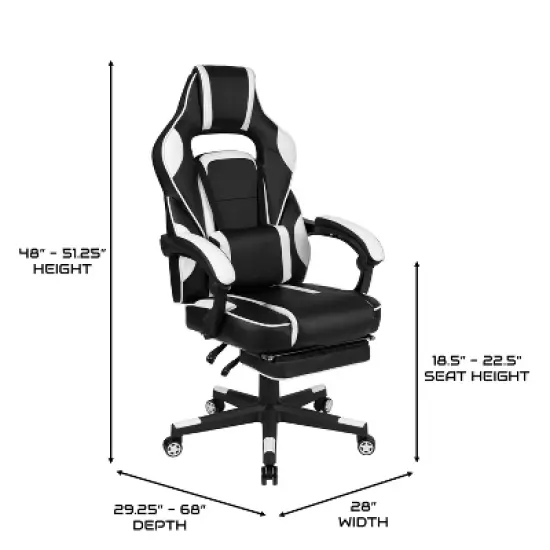 BlackArc Gaming Chair Outfitted With Footrest, Headrest, Lumbar Support Massage Pillow, Reclining Seat/Arms image {3}