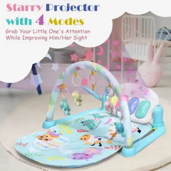 3 in 1 Baby and Toddler Learning Toys Fitness Music and Lights Fun Piano Activity Center Blue image {8}