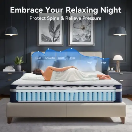 Swedrea Hybrid Mattress Breathable Medium Cooling Memory Foam Bed-in-a-Box White image {5}