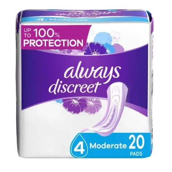 Always Discreet Incontinence & Postpartum Incontinence Pads for Women - Moderate Absorbency - Size 4 image {14}