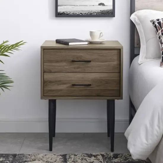 Ora Mid-Century Modern 2 Drawer Nightstand - Saracina Home image {1}