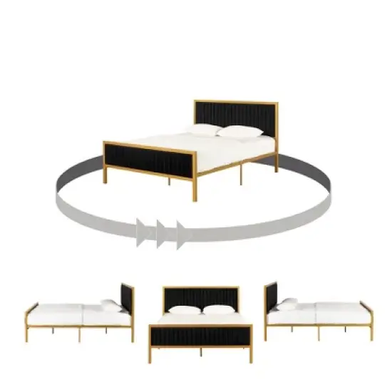 Queen Flam Upholstered Metal Bed - South Shore image {8}