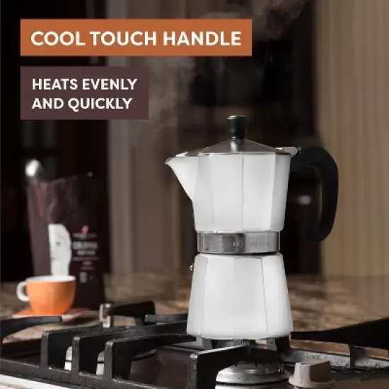 Bellemain Stovetop Espresso Maker &ndash; Classic Moka Pot (White, 6-Cup) for Rich, Authentic Coffee image {1}