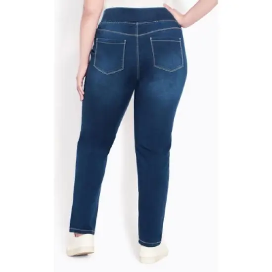 Women's Plus Size Butter Denim Pull On Jean Dark Wash - Tall | AVENUE image {1}