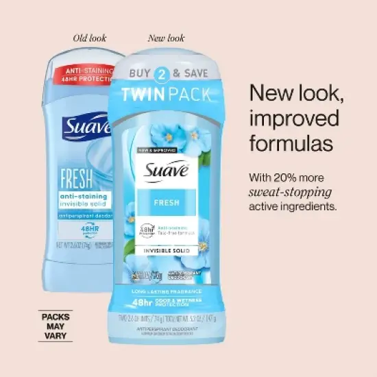Suave Fresh Anti-Staining 48-Hour Antiperspirant & Deodorant Stick - 2.6oz/2pk image {4}