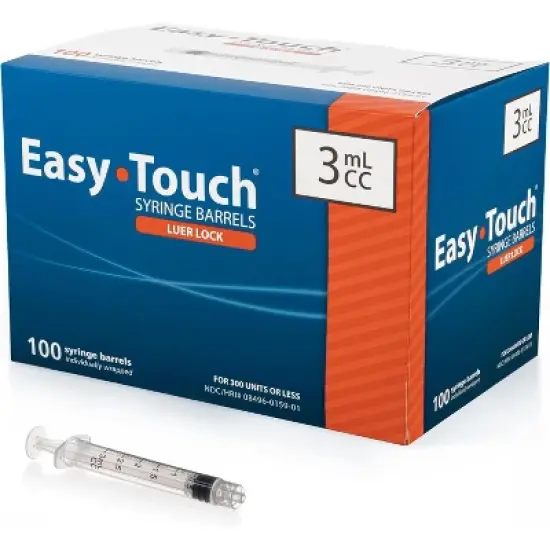 Easy Touch Luer Lock Syringe Barrel 3mL, 100 Ct image {6}