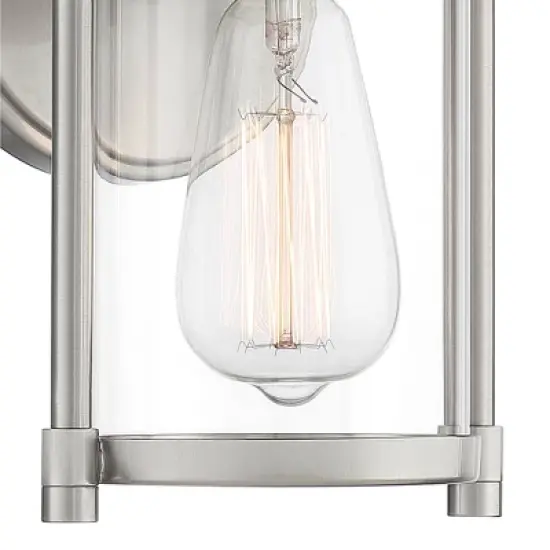 John Timberland Rustic Farmhouse Outdoor Wall Light Fixtures Set of 2 Brushed Nickel 10 1/4" Clear Glass for Exterior Barn Deck House Porch Yard Patio image {8}