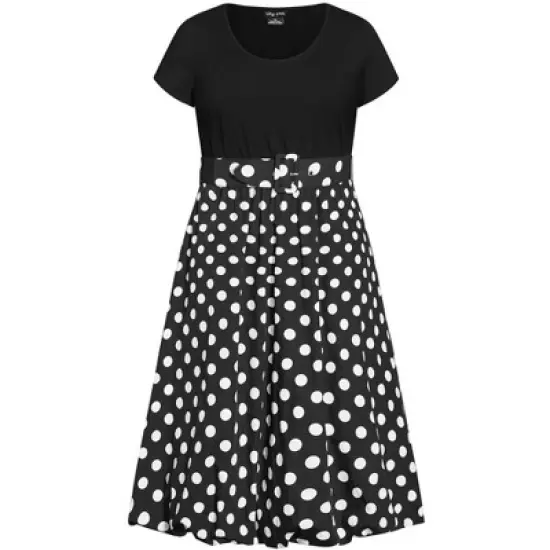 Women's Plus Size Paris Spot Dress - Ivory Spot | CITY CHIC image {2}