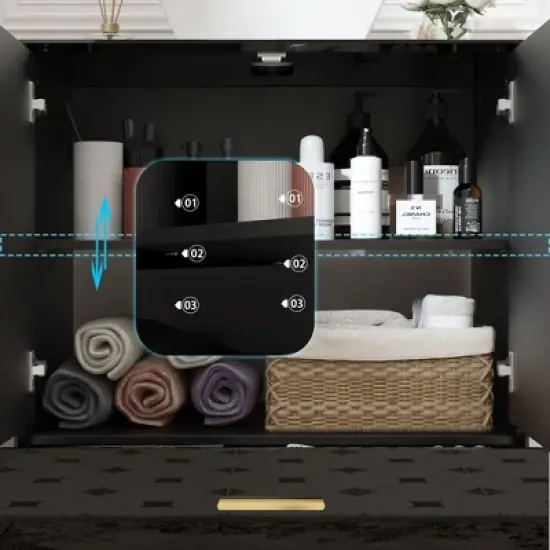 Famapy Freestanding Vanity Cabinet for Bathroom, High-Gloss Design, Storage image {5}