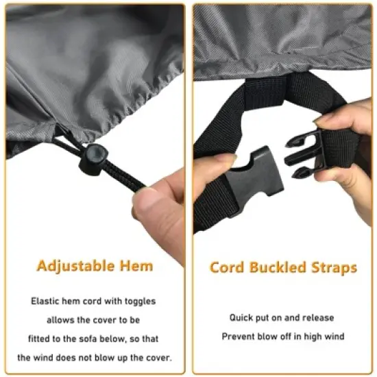 Akefit Gray Outdoor Furniture Cover Set 4-Piece Waterproof Patio Chair Loveseat Table Ottoman Protector image {10}