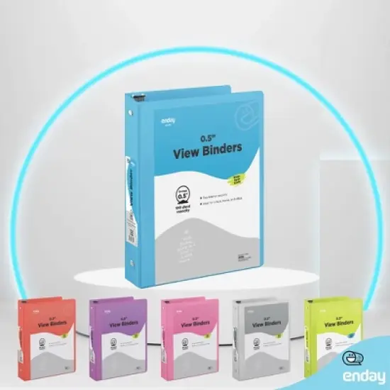 Enday 3-Ring View Binder With 2-Pockets - Multicolor 6 pack image {3}