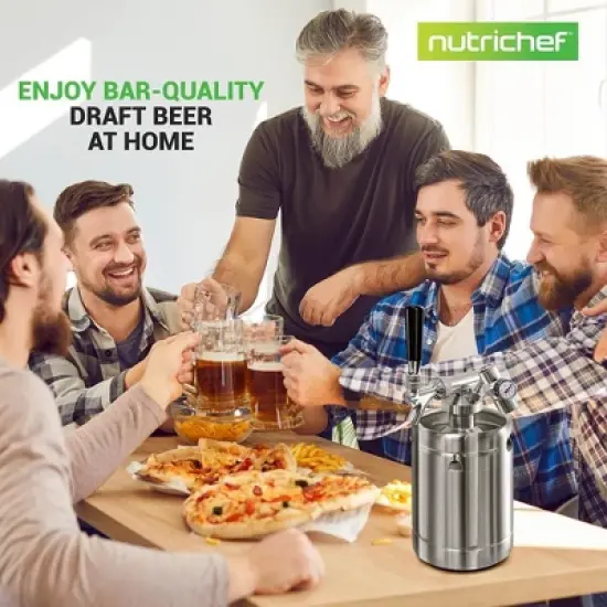NutriChef 64 oz. Homebrew Mini Keg System with CO2 Dispenser - Stainless Steel image {6}