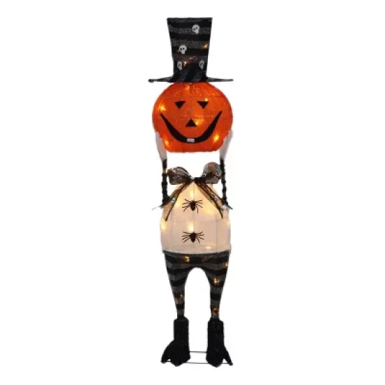 Season's Designs 3 ft Headless Jack O' Lantern Halloween Decoration Metal, Orange, Indoor/Outdoor Use, Ground Freestanding, Requires 3 AA Batteries image {1}