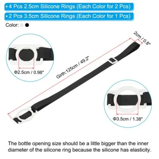 Unique Bargains Hiking Walking Outdoor Adjustable Shoulder Strap with Carrier Ring Water Bottle Lanyards 6 Pcs image {1}