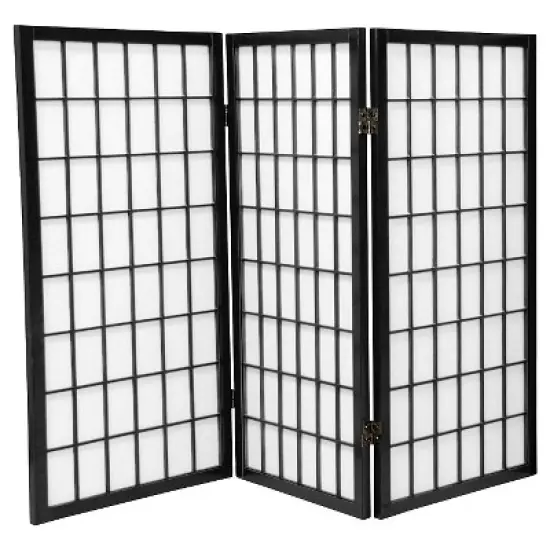 3 ft. Tall Window Pane Shoji Screen (3 Panels) - Oriental Furniture image {1}
