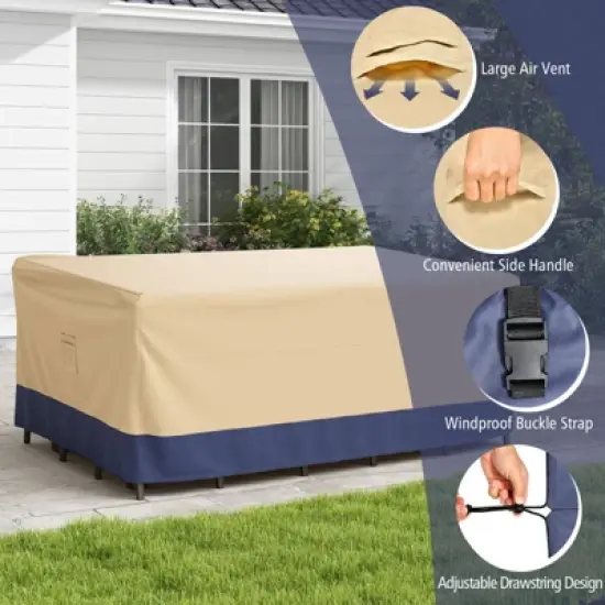 Costway Patio 90''x50'' Dining Set Cover Rectangle Table Chair Waterproof Handle Air Vent image {9}