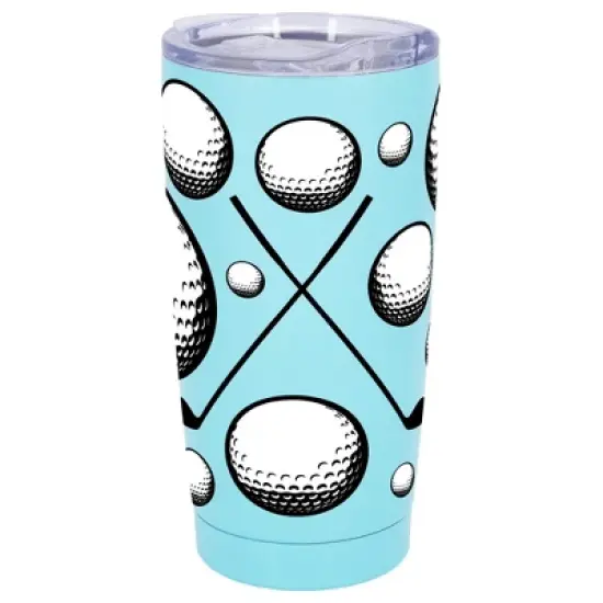 100 North 20 Ounce Stainless Steel On the Go Travel Tumbler With Push Top Lid, Golf Ball and Clubs Teal image {5}
