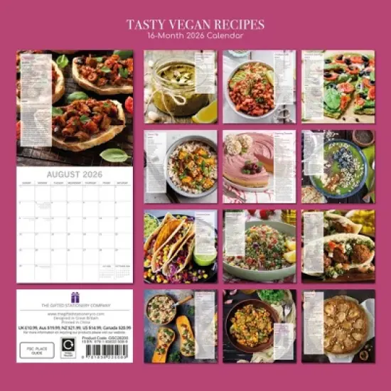 2026 Square Wall Calendar, Vegan Recipes, 16-Month Food Theme with 180 Reminder Stickers (12x12 In) image {3}
