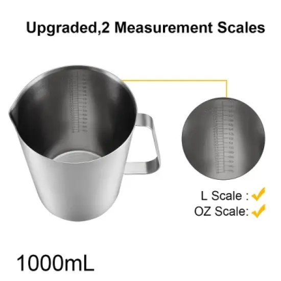 Unique Bargains Measuring Cup Including ML Scale Ounce Scale Stainless Steel Graduated Beaker with Handle for Lab Kitchen liquids image {1}